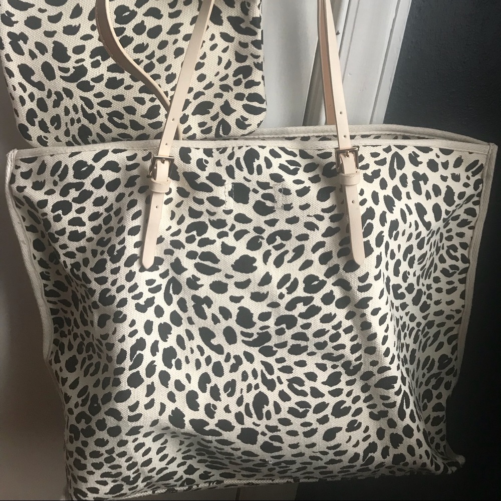 H&M Canvas Bag w/ cosmetic bag